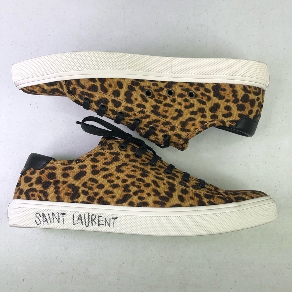 Saint Laurent Men’s Malibu Leopard Low Top Sneaker Shoes Size 8 $525 - Picture 2 of 9